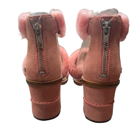 NWT UGG Del Rey Fluff Heel light pink chunky heeled sandals w/fur accent / 6 - Picture 11 of 15